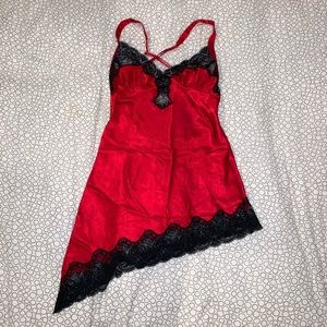 y2k Red & Black Slip Dress (silk)